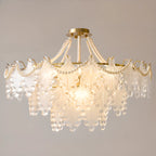 Lustre en perles de cristal doré au design élégant