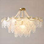 Lustre en perles de cristal doré au design élégant