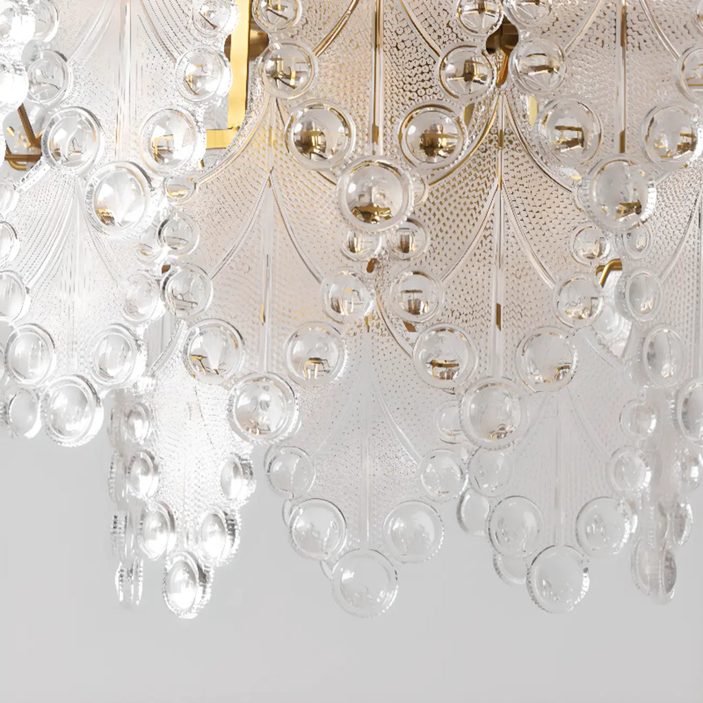 Lustre en perles de cristal doré au design élégant