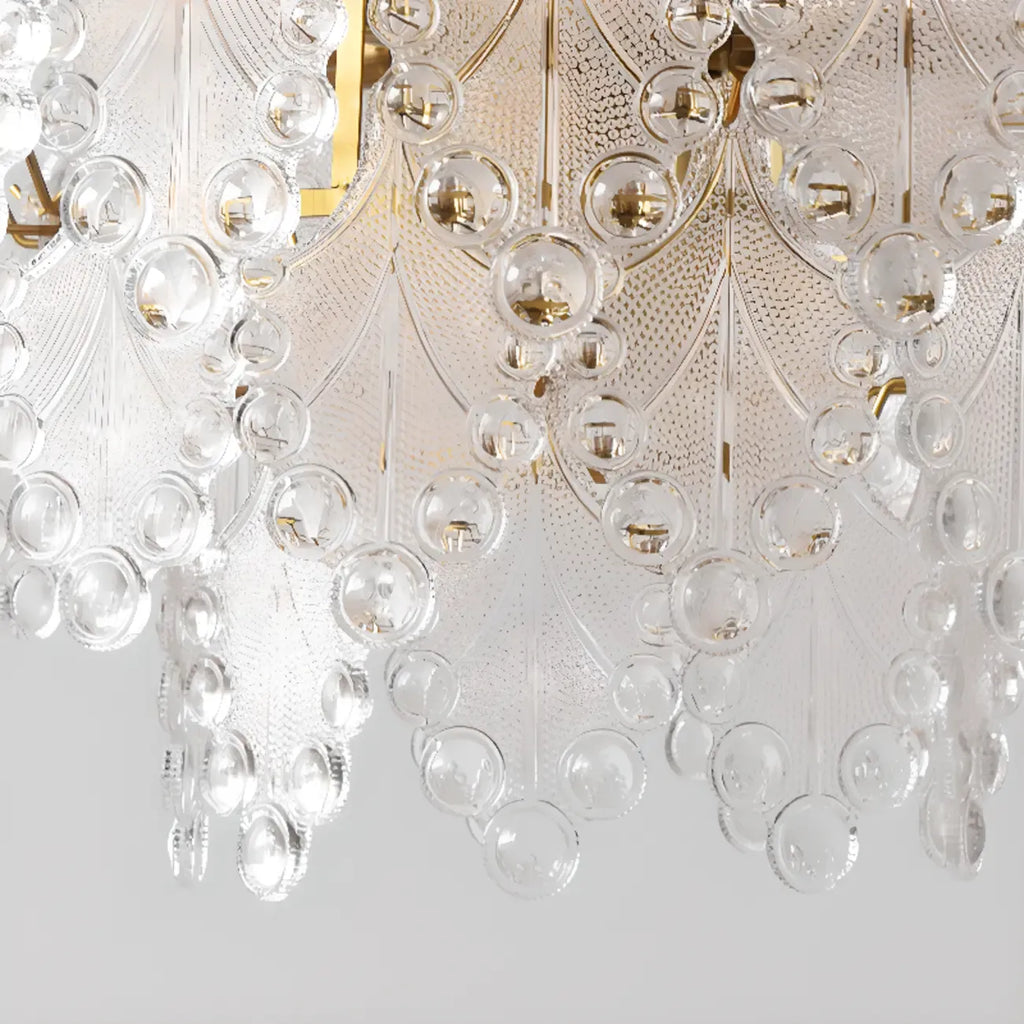 Lustre en perles de cristal doré au design élégant