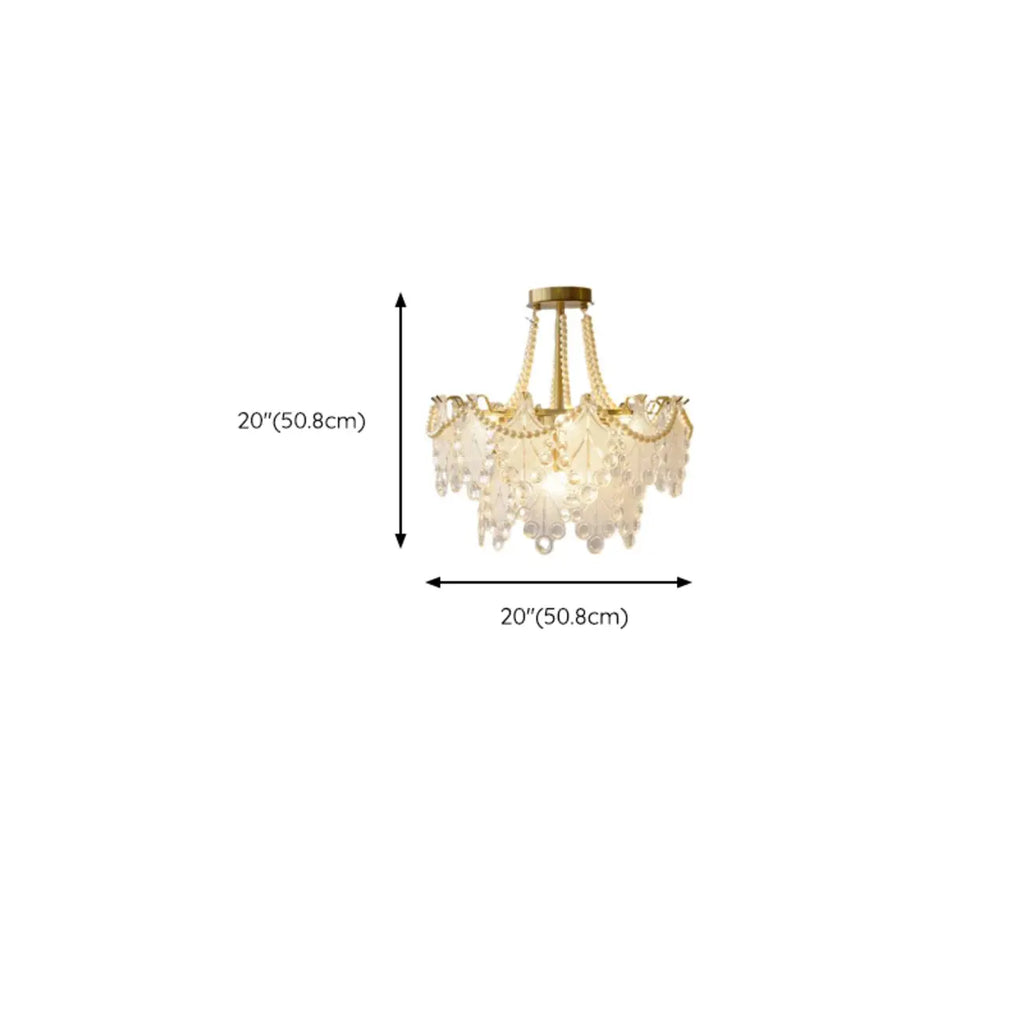 Lustre en perles de cristal doré au design élégant