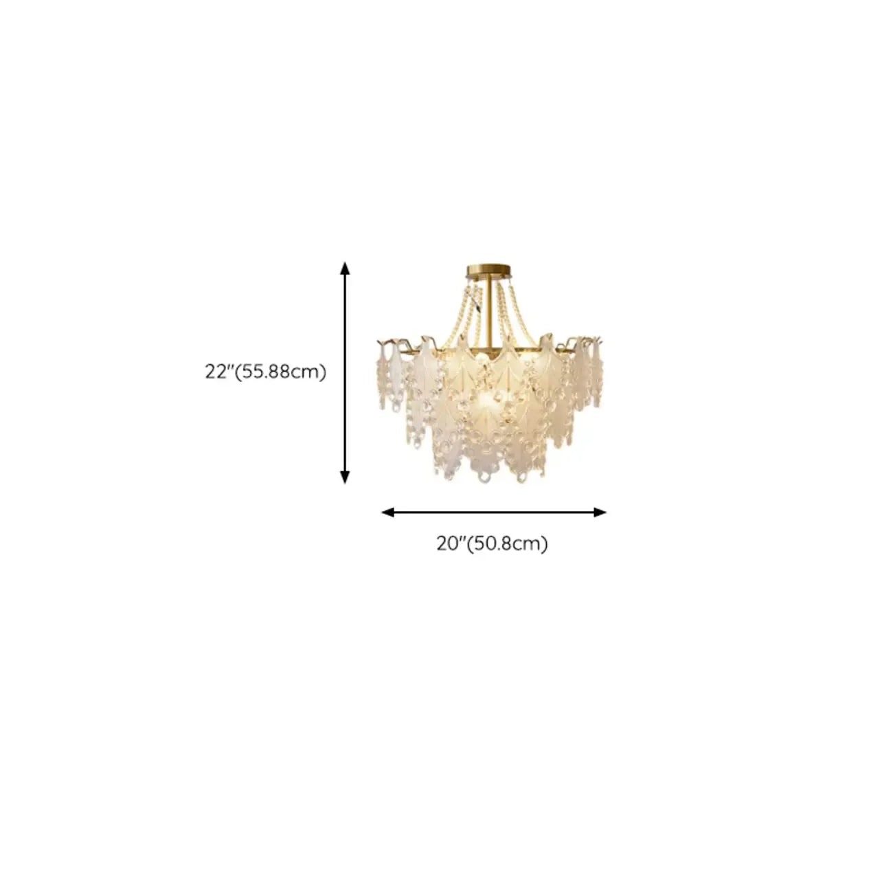 Lustre en perles de cristal doré au design élégant