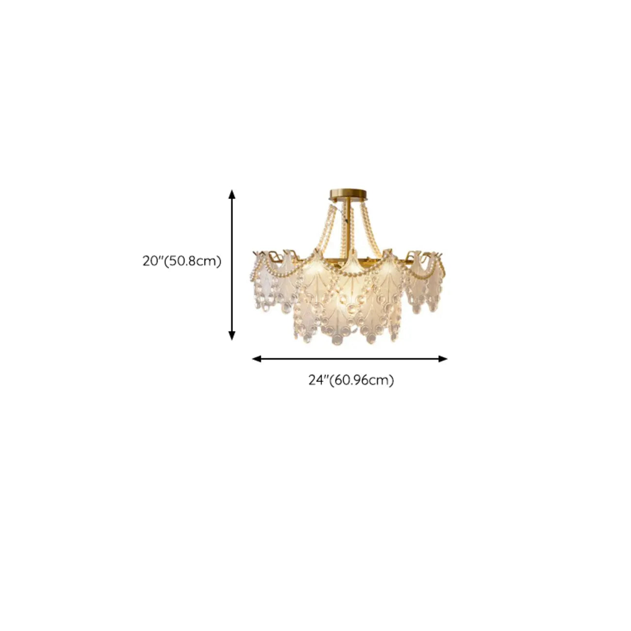 Lustre en perles de cristal doré au design élégant