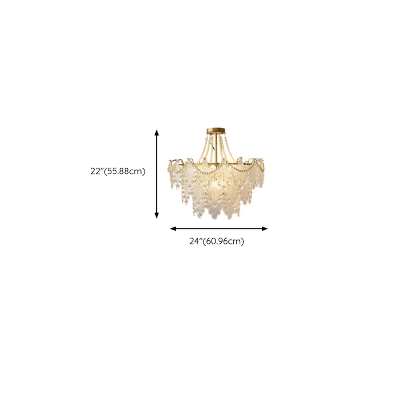 Lustre en perles de cristal doré au design élégant