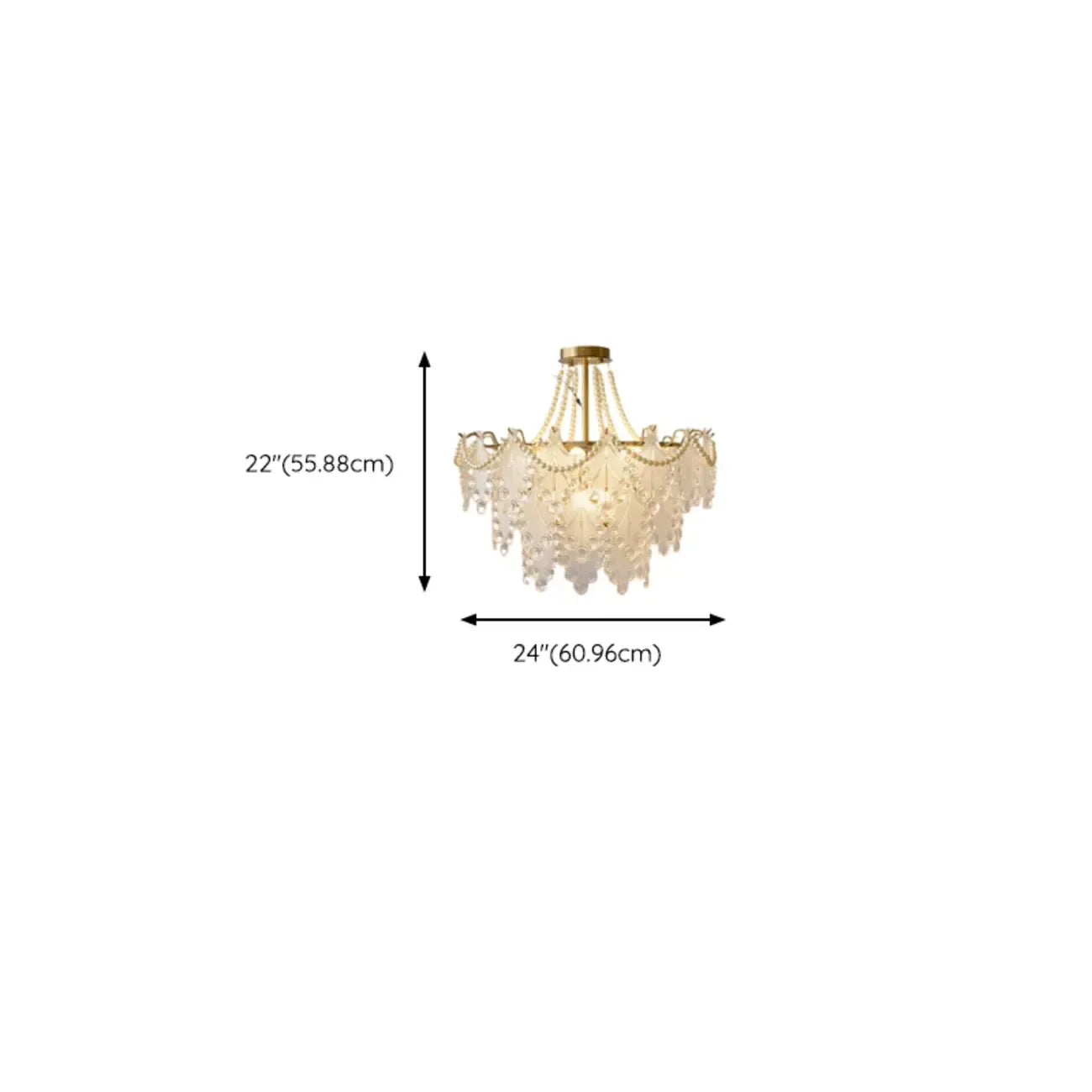 Lustre en perles de cristal doré au design élégant