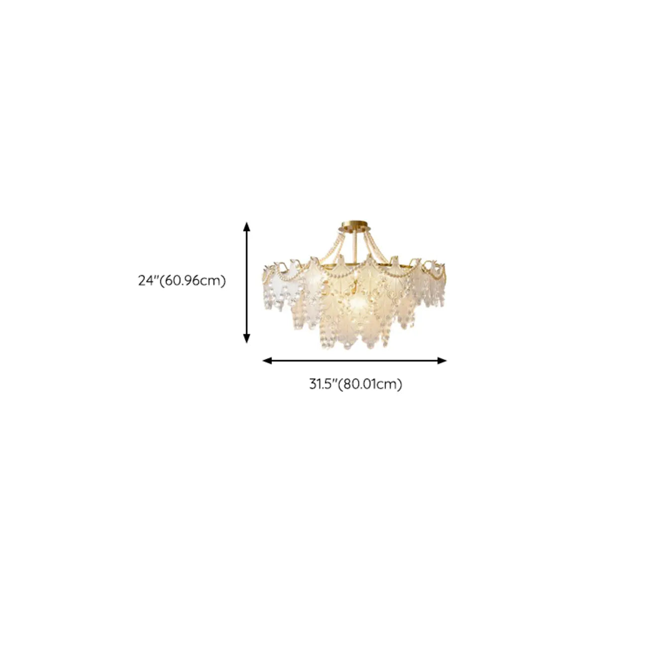 Lustre en perles de cristal doré au design élégant