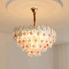 Lustre en cristal doré à motif floral