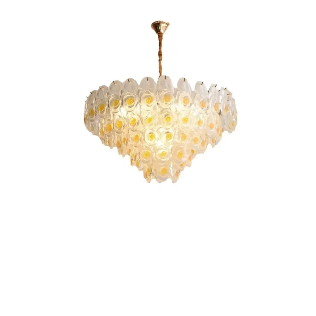 Lustre en cristal doré à motif floral