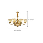 Lustre moderne linéaire en cristal et verre doré à motif floral