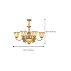 Lustre moderne linéaire en cristal et verre doré à motif floral