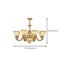 Lustre moderne linéaire en cristal et verre doré à motif floral