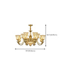Lustre moderne linéaire en cristal et verre doré à motif floral