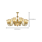 Lustre moderne linéaire en cristal et verre doré à motif floral
