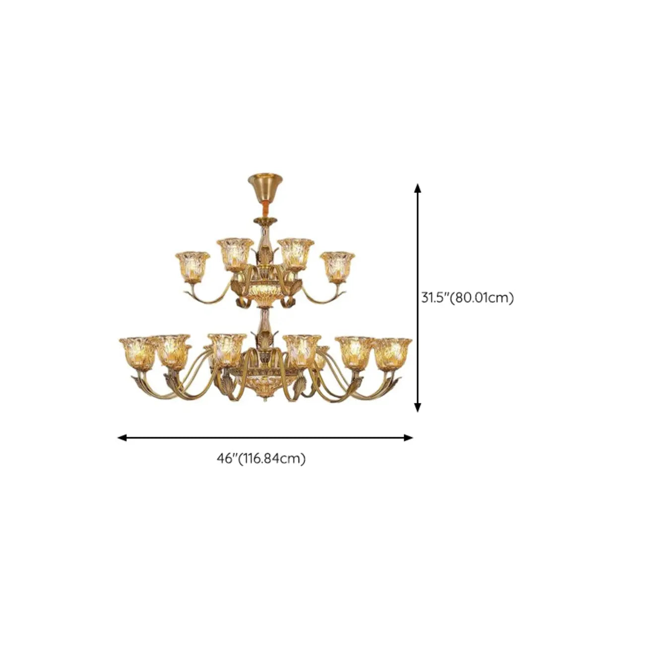 Lustre moderne linéaire en cristal et verre doré à motif floral