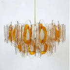 Lustre linéaire moderne en verre cristal doré et fleurs