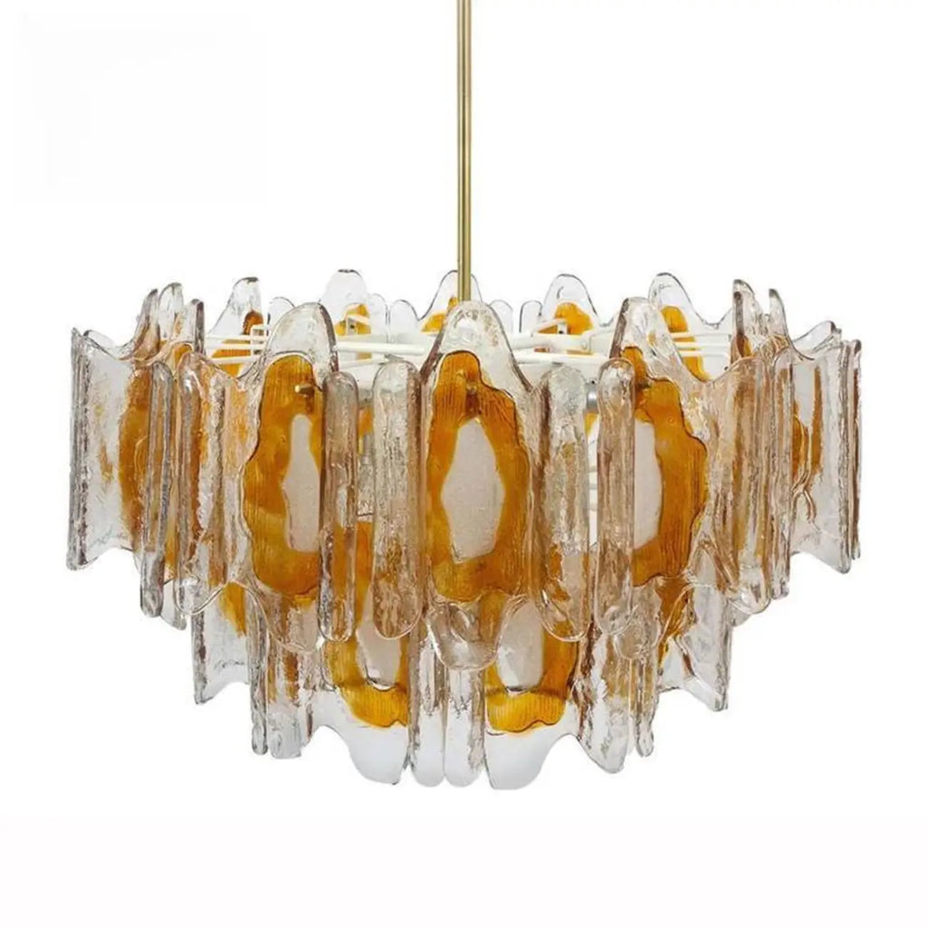 Lustre linéaire moderne en verre cristal doré et fleurs