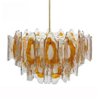 Lustre linéaire moderne en verre cristal doré et fleurs