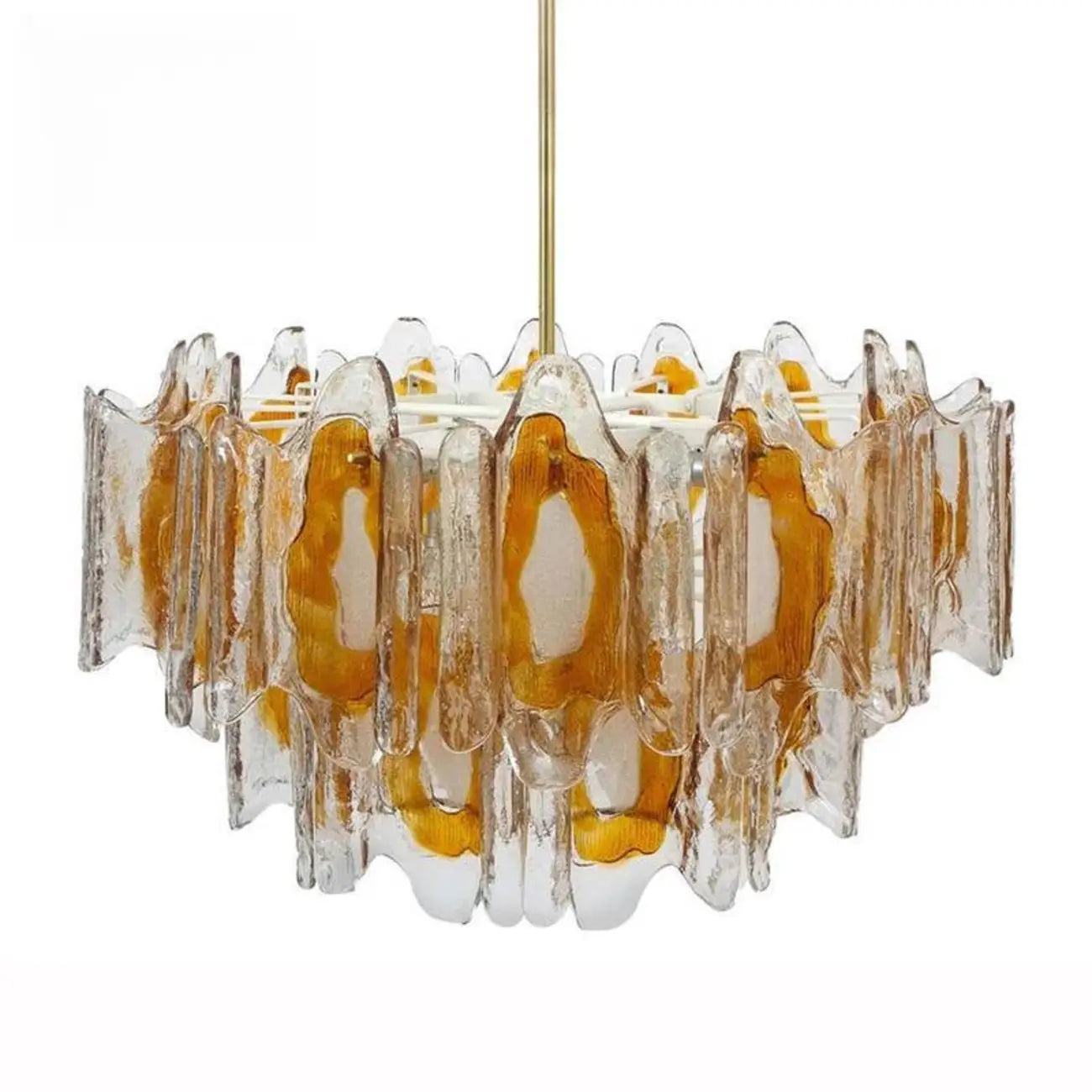 Lustre linéaire moderne en verre cristal doré et fleurs