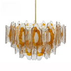 Lustre linéaire moderne en verre cristal doré et fleurs