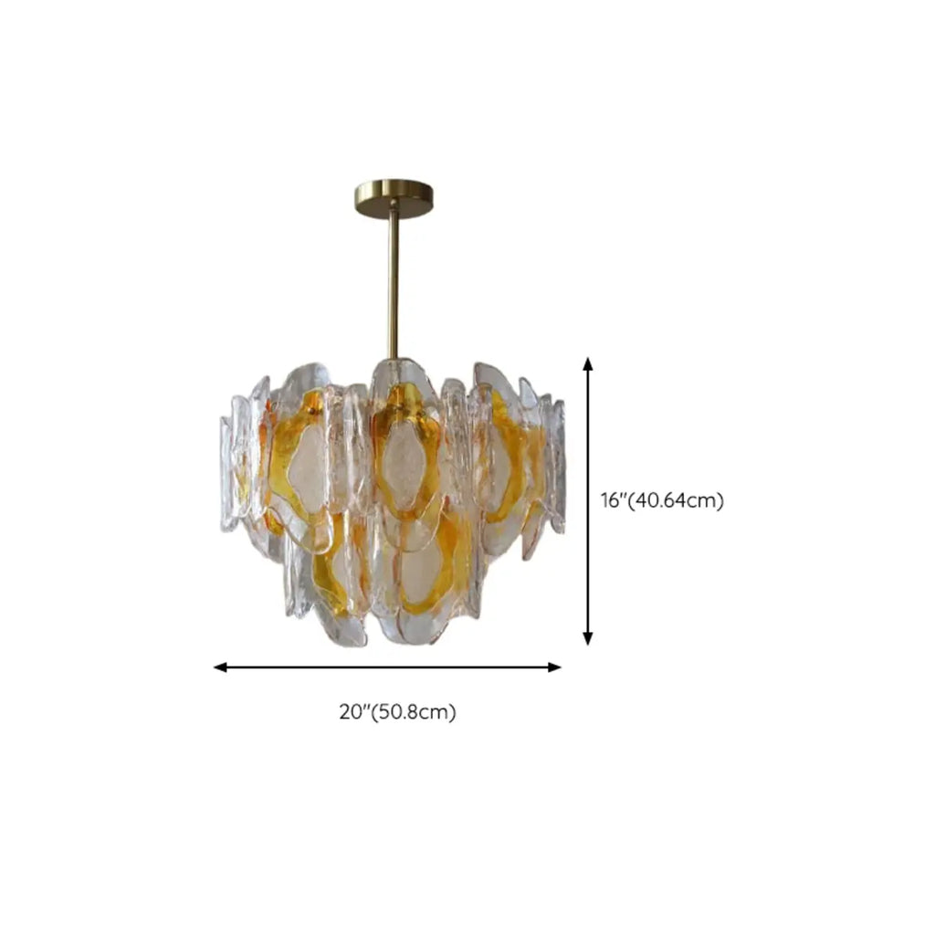 Lustre linéaire moderne en verre cristal doré et fleurs