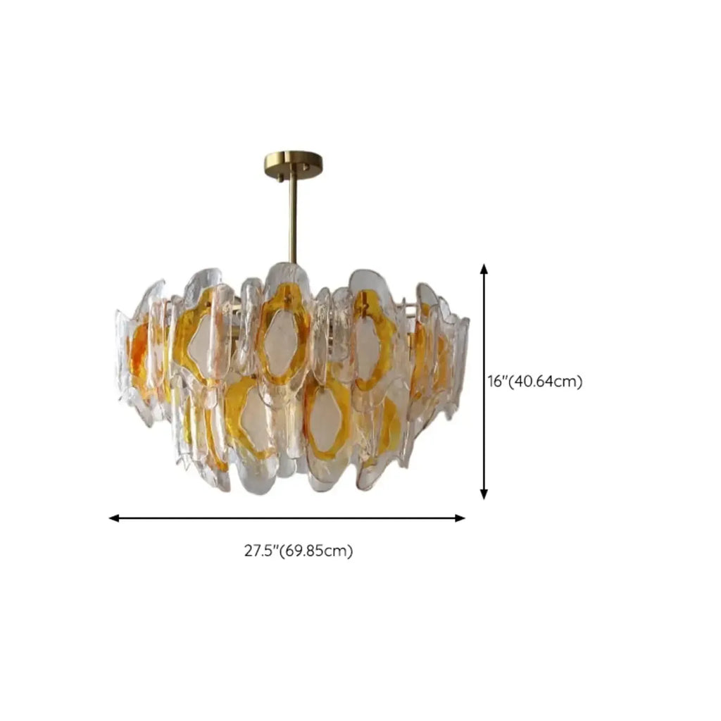 Lustre linéaire moderne en verre cristal doré et fleurs