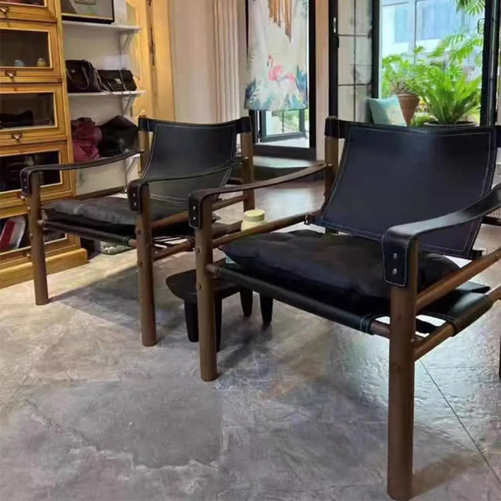 Fauteuil de salon moderne du milieu du siècle en cuir de selle
