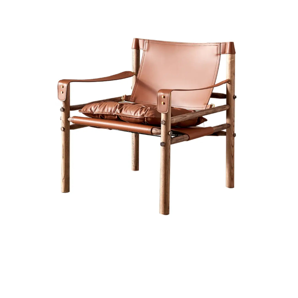 Fauteuil de salon moderne du milieu du siècle en cuir de selle