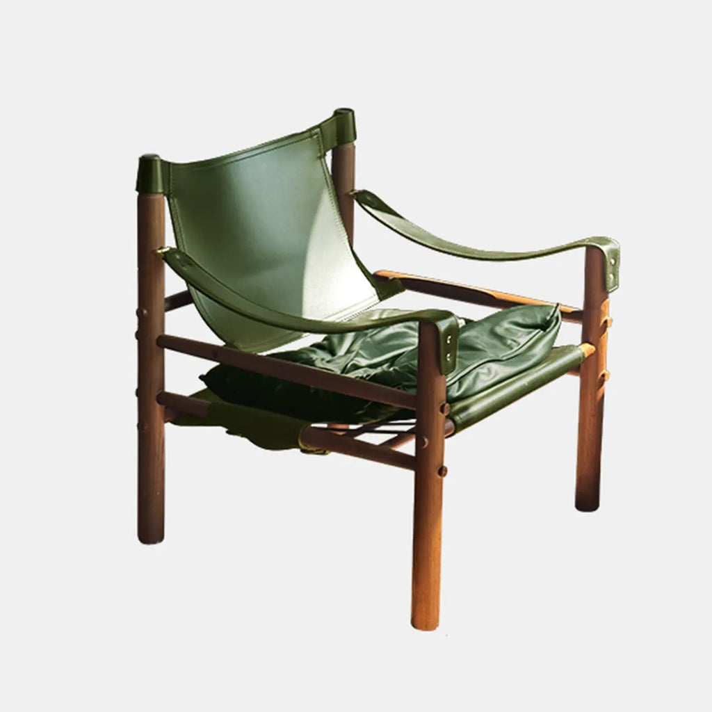 Fauteuil de salon moderne du milieu du siècle en cuir de selle