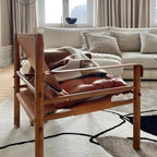 Fauteuil de salon moderne du milieu du siècle en cuir de selle
