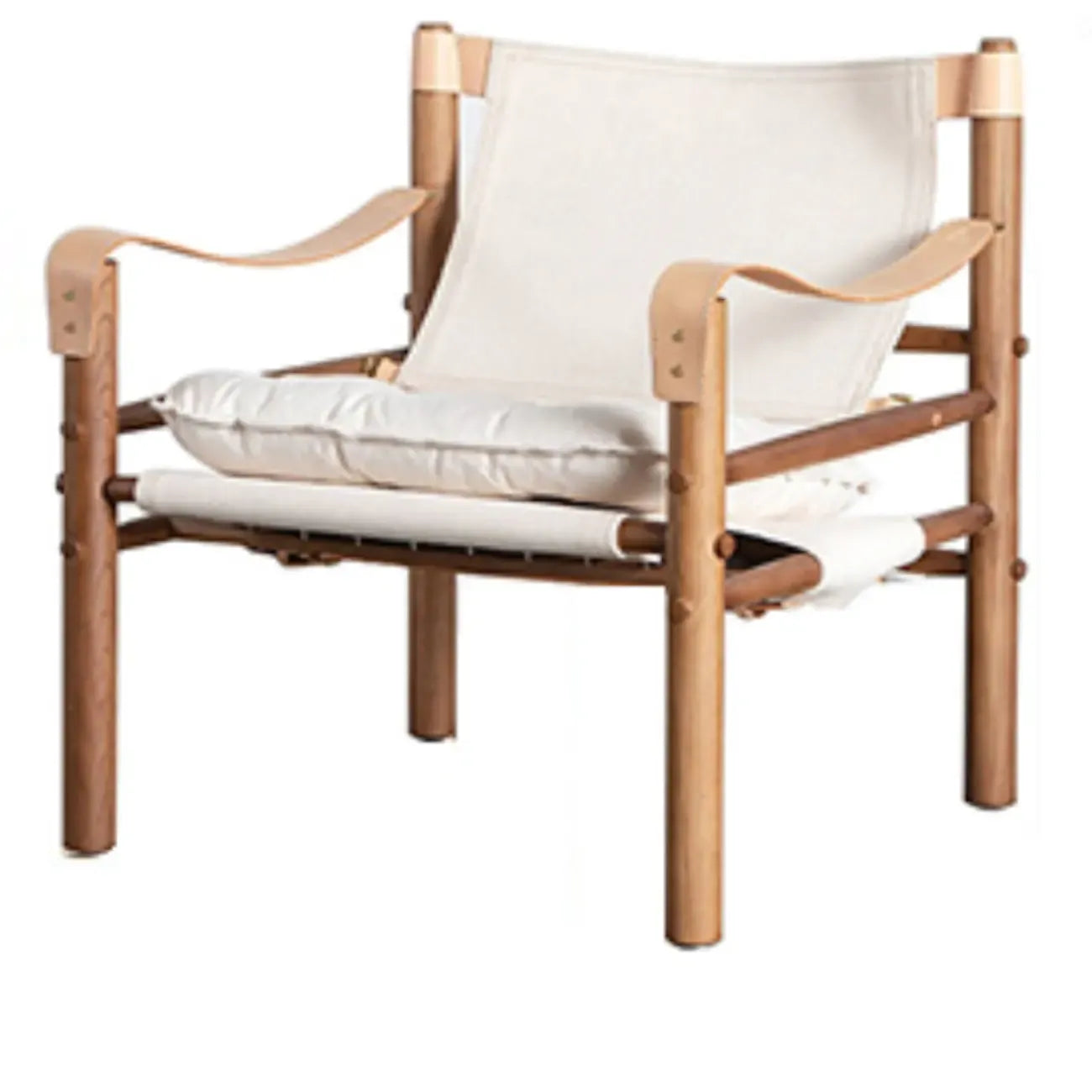 Fauteuil de salon moderne du milieu du siècle en cuir de selle