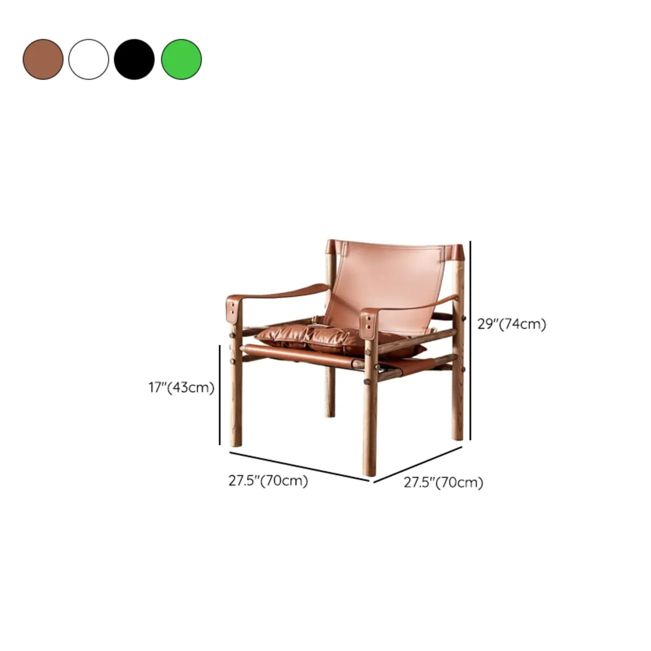 Fauteuil de salon moderne du milieu du siècle en cuir de selle