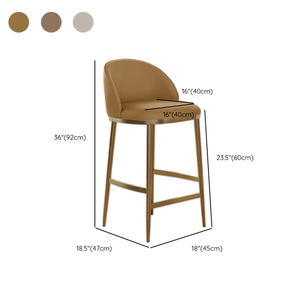Tabourets de bar en cuir style Mid-Century Modern, hauteur comptoir