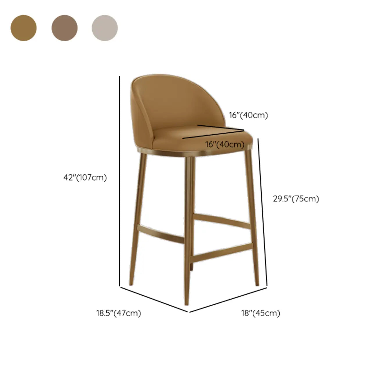 Tabourets de bar en cuir style Mid-Century Modern, hauteur comptoir