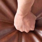 Fauteuil en cuir pleine fleur, style moderne du milieu du siècle, structure en bois