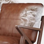Fauteuil en cuir pleine fleur, style moderne du milieu du siècle, structure en bois