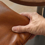 Fauteuil d'appoint de salon en cuir véritable rembourré marron