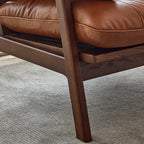 Fauteuil d'appoint de salon en cuir véritable rembourré marron