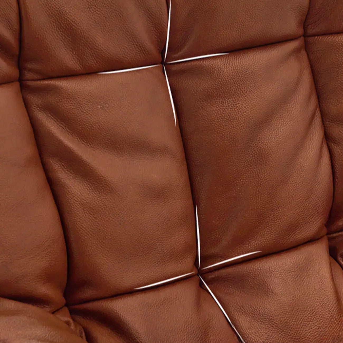 Fauteuil d'appoint de salon en cuir véritable rembourré marron