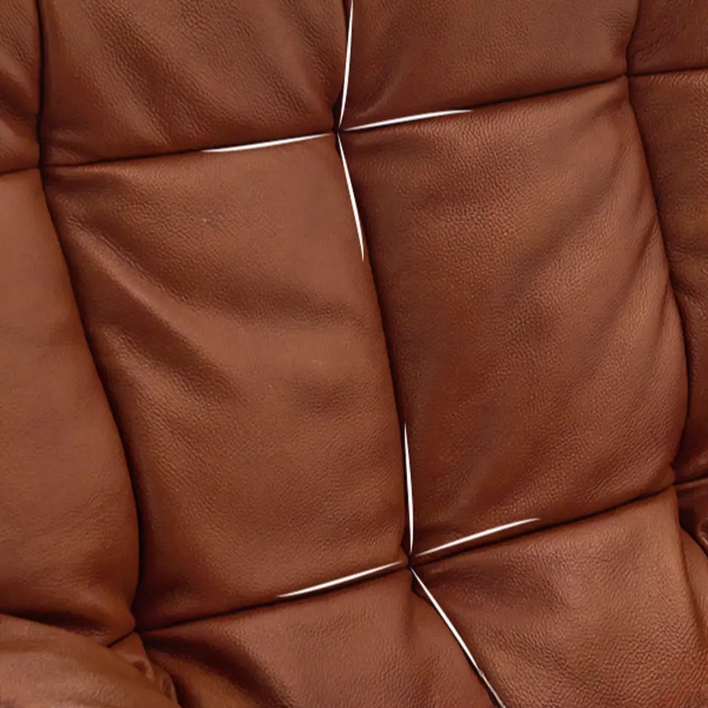 Fauteuil d'appoint de salon en cuir véritable rembourré marron