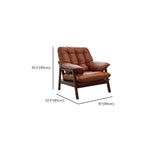 Fauteuil d'appoint de salon en cuir véritable rembourré marron