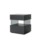 Table de chevet basse moderne en bois noir avec tiroirs
