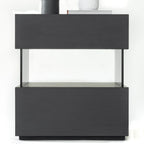 Table de chevet basse moderne en bois noir avec tiroirs