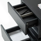 Table de chevet basse moderne en bois noir avec tiroirs