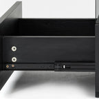 Table de chevet basse moderne en bois noir avec tiroirs