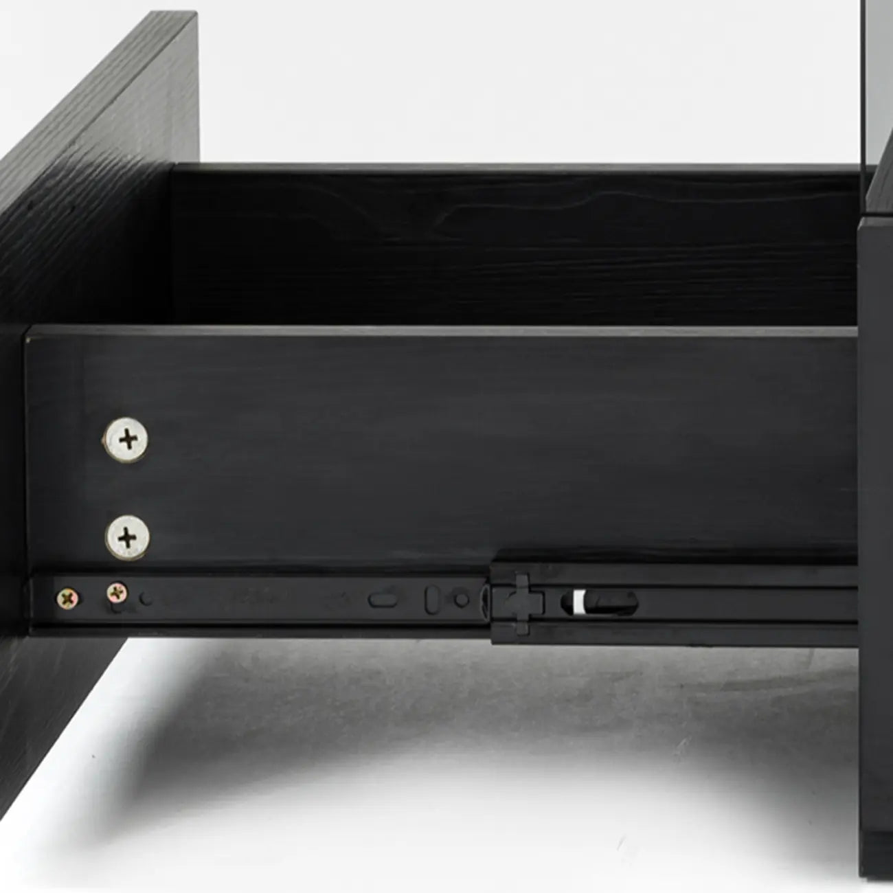 Table de chevet basse moderne en bois noir avec tiroirs