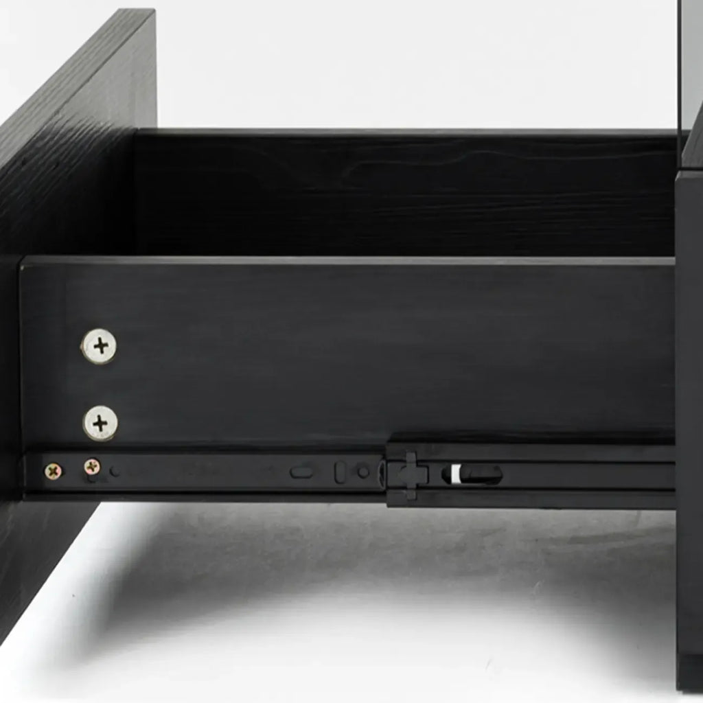 Table de chevet basse moderne en bois noir avec tiroirs