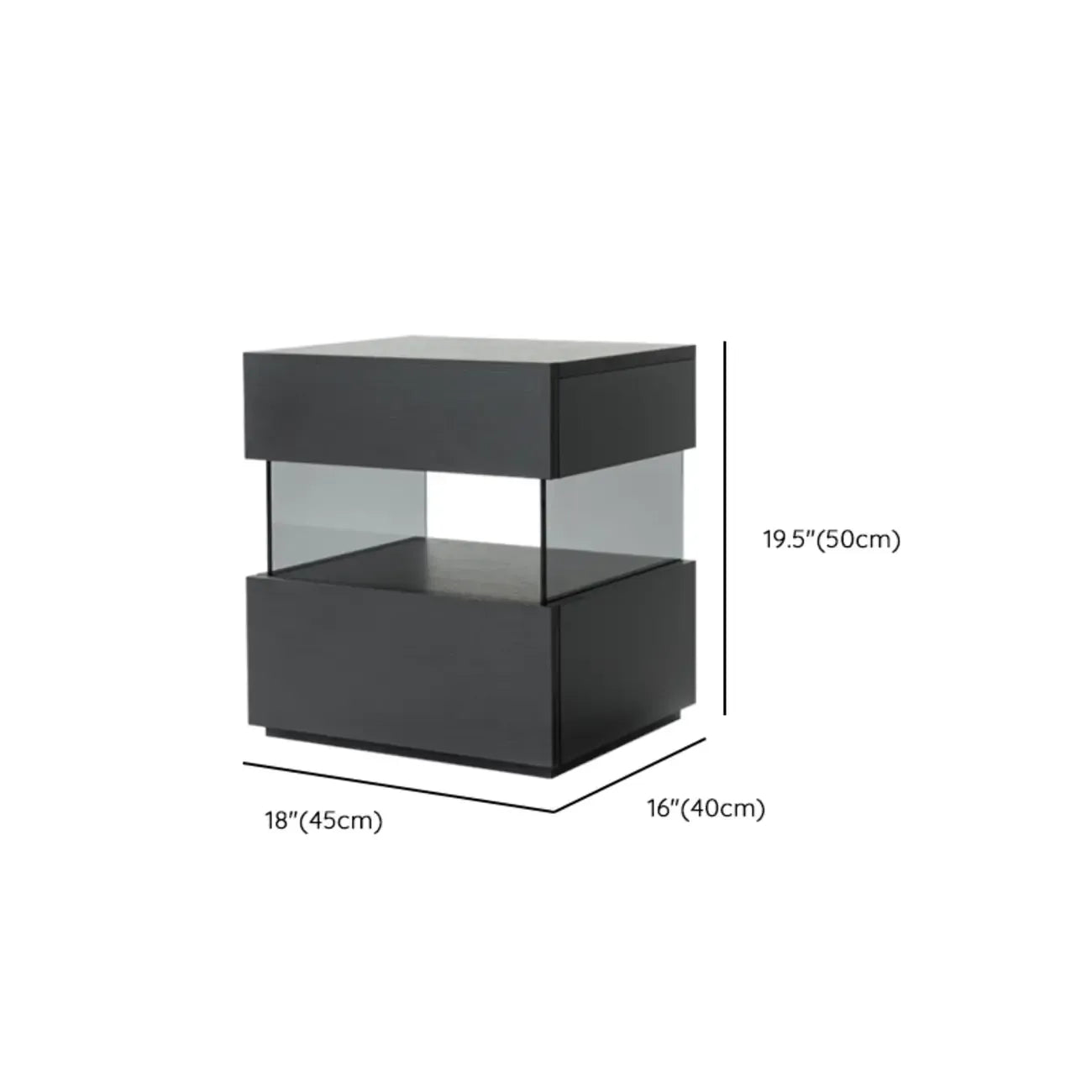 Table de chevet basse moderne en bois noir avec tiroirs