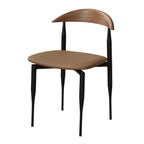 Chaise de salle à manger moderne du milieu du siècle avec assise en cuir noir