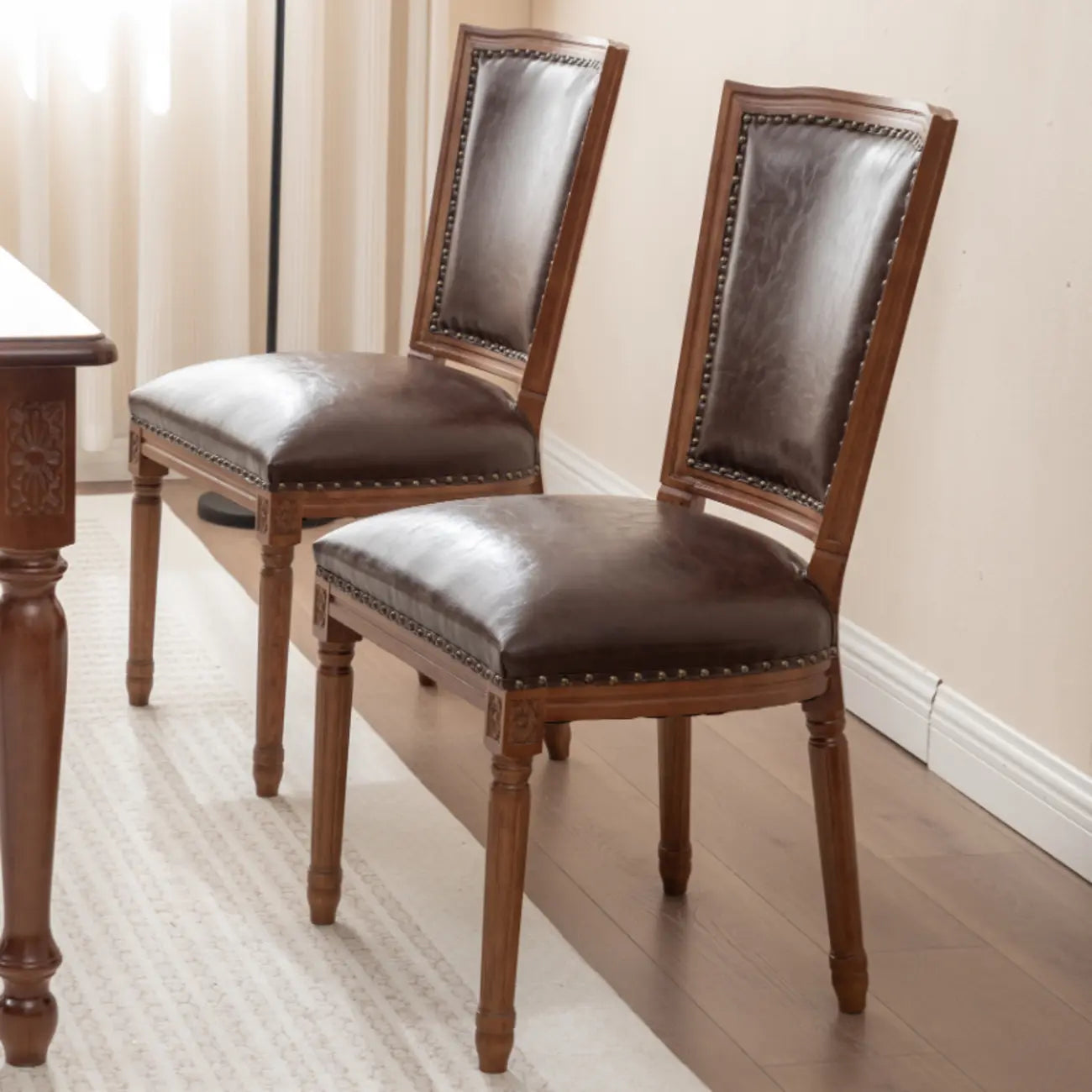 Chaises de salle à manger en bois massif sans accoudoirs, dossier plein, style moderne du milieu du siècle