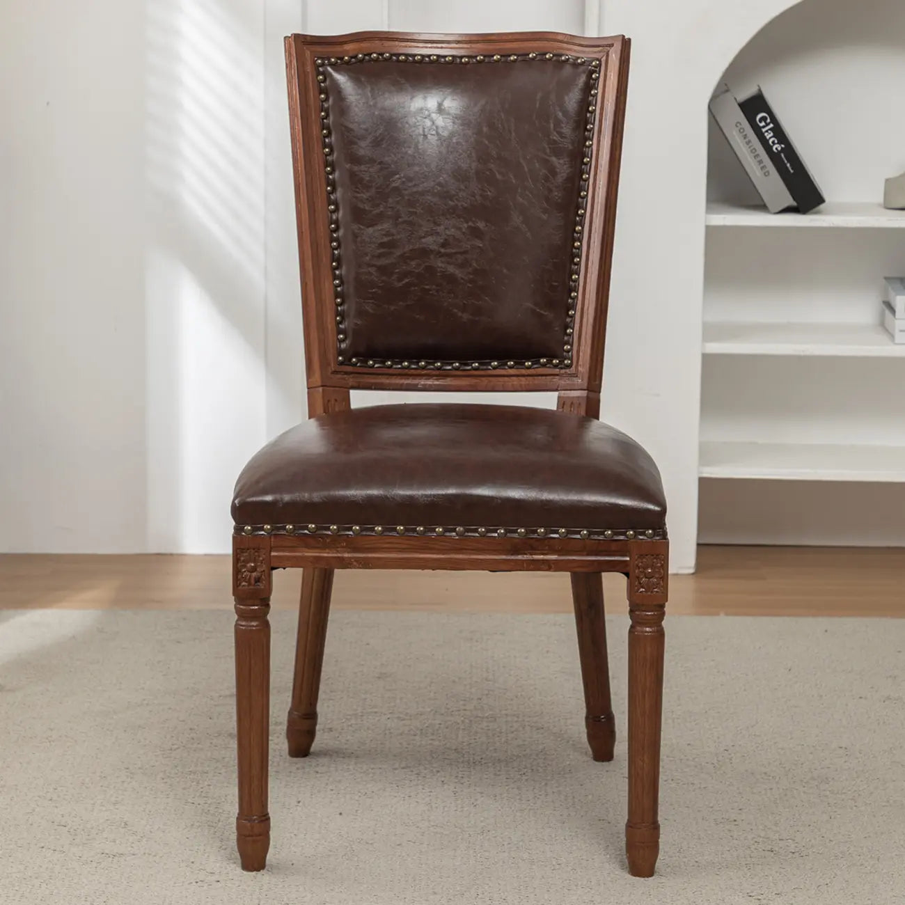 Chaises de salle à manger en bois massif sans accoudoirs, dossier plein, style moderne du milieu du siècle
